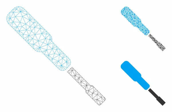 Modèle vectoriel de cadre de fil de treillis métallique de tournevis et icône de mosaïque de triangle — Image vectorielle