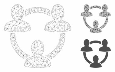 Güven Çemberi Vektör Örgü Tel Çerçeve Modeli ve Üçgen Mozaik Simgesi