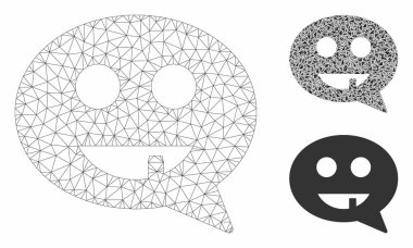 Dişsiz Gülen Mesaj Vektör Örgü 2d Model ve Üçgen Mozaik Simgesi