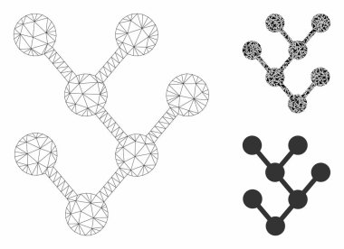 İkili Ağaç Vektör Örgü Karkas Modeli ve Üçgen Mozaik Simgesi