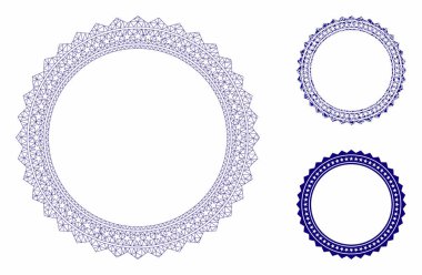 Rozet Dairesel Yıldız Çerçeve Vektör Örgü 2d Model ve Üçgen Mozaik Simgesi
