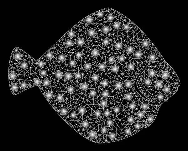 Malla brillante 2D Flounder Fish con manchas de luz — Archivo Imágenes Vectoriales