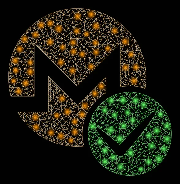 Carcasa de malla de llamarada Monero válido con manchas de llamarada — Vector de stock