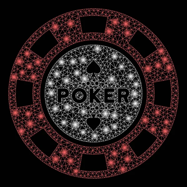 Parlak Ağlı İskelet Poker Kumarhanesi Fişek Benekli Çipi — Stok Vektör
