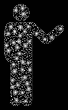 Aydınlık Benekli Parlak Kablo Çerçeveli Konuşan Adam