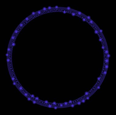 Işık Noktalarıyla Parlayan Izgara Ağı Çift Çember Çerçevesi