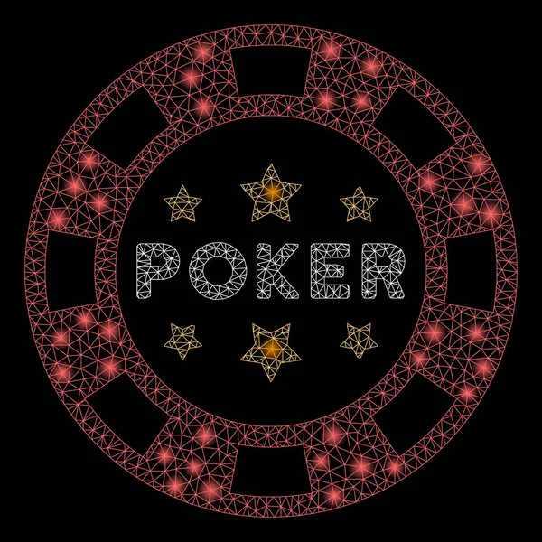 Glossy Mesh Carcass Poker Casino Chip with Flash Spots — Stock Vector