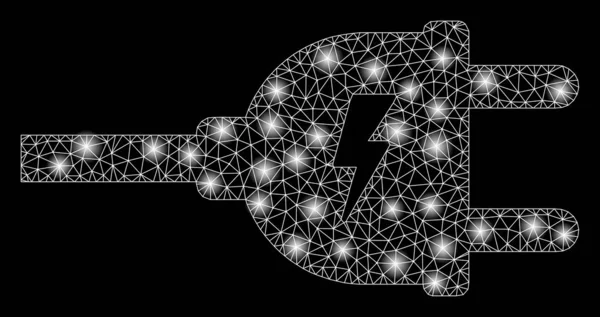Enchufe eléctrico de la carcasa de malla de llamarada con puntos de llamarada — Vector de stock