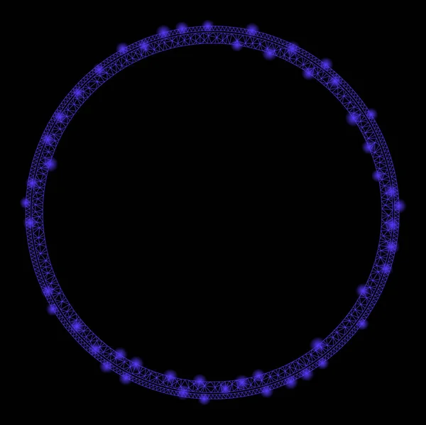 Red de malla brillante Marco de doble círculo con puntos de luz — Vector de stock