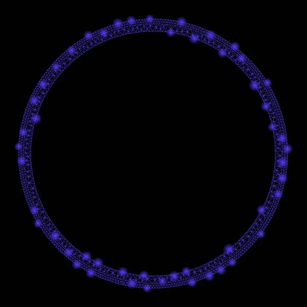 Işık Noktalarıyla Parlayan Izgara Ağı Çift Çember Çerçevesi — Stok Vektör