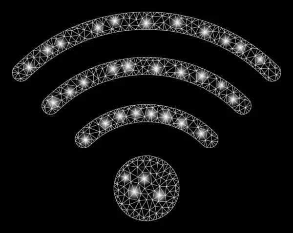 Bright Mesh Carcass Wi-Fi Source with Light Spots — Stockový vektor