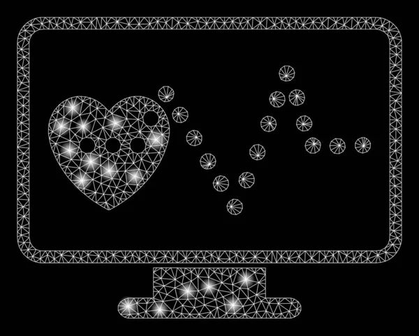 フレアスポットによる光沢のあるメッシュ2次元心臓モニタリング — ストックベクタ