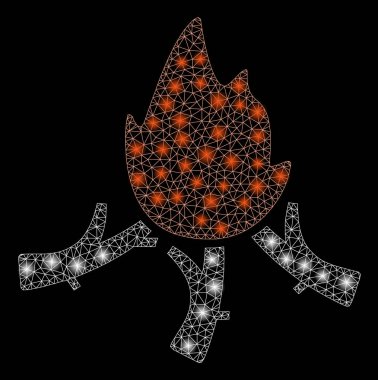 Alevli Ağ Kablosu Alevli Ahşap Kamp Ateşi