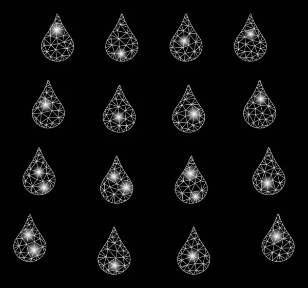 Gotas de agua 2D de malla brillante con puntos de inflamación — Archivo Imágenes Vectoriales