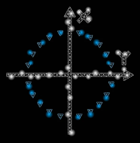 Flare Mesh Network Prickade Circle Plot med Flare Spots — Stock vektor