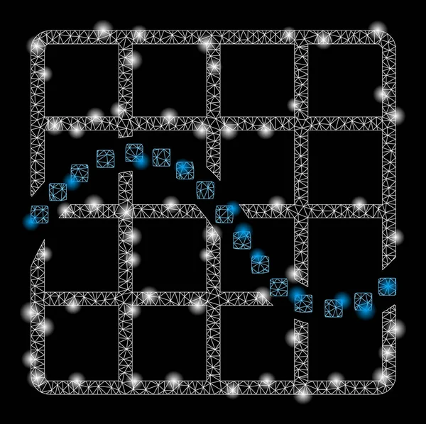 Grafico di funzione della carcassa della maglia luminosa con punti luce — Vettoriale Stock