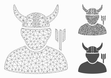 Savaşçı Vektör Kablo Çerçeve Modeli ve Üçgen Mozaik Simgesi