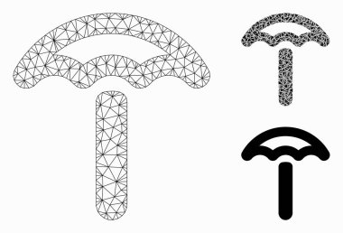 Şemsiye vektör mesh ağ modeli ve üçgen mozaik simge
