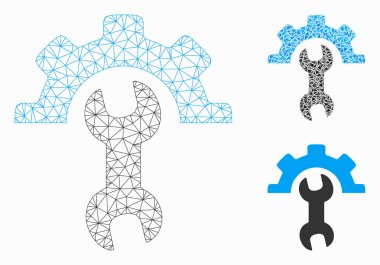 Servis araçları vektör mesh ağ modeli ve üçgen mozaik simge