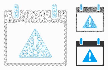 Uyarı Takvim Günü Vektör Ağı 2d Model ve Üçgen Mozaik Simgesi