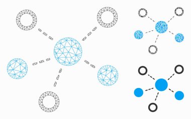 Sanal Bağlantı Vektörü Kablo Çerçeve Modeli ve Üçgen Mozaik Simgesi