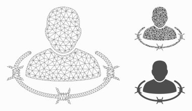 Yakalanmış Adam Vektör Ağı 2d Model ve Üçgen Mozaik Simgesi