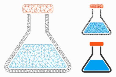 Geniş Retort Vektör Kabartma Modeli ve Üçgen Mozaik Simgesi