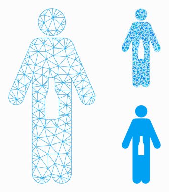 Wc Man Vektör Ağı Modeli ve Üçgen Mozaik Simgesi