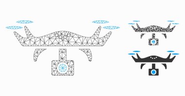 Video Casus Helikopter Vektör Ağı 2d Model ve Üçgen Mozaik Simgesi