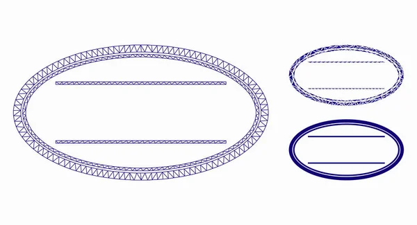 Doppelellipse Rahmenvektor Drahtgitterrahmenmodell und Dreieck-Mosaik-Symbol — Stockvektor