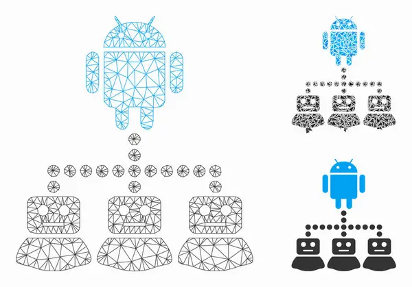 Robot Manager Vector Mesh 2D Modelo y triángulo icono del mosaico — Archivo Imágenes Vectoriales