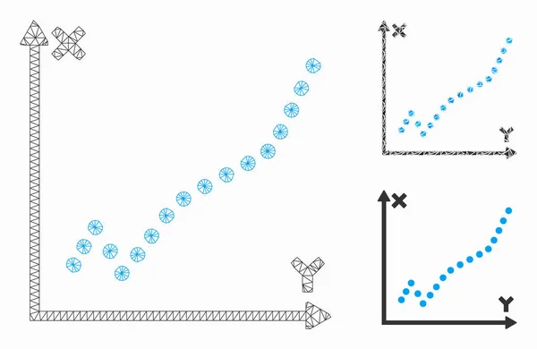 Functie Perceel Vector Mesh 2d Model en Driehoek Mozaïek Ikoon — Stockvector