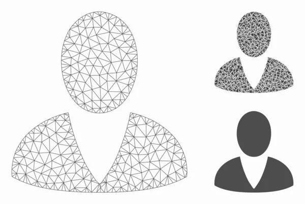 User Vector Mesh Network Model and Triangle Mosaic Icon — стоковий вектор