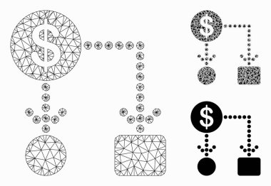 Cashflow Vektör Ağ Kablosu Çerçeve Modeli ve Üçgen Mozaik Simgesi