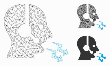 Operatör Shout Vektör Örgü 2d Model ve Üçgen Mozaik Simgesi