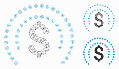 Finansal Küre Kalkan Vektör Kabartma Modeli ve Üçgen Mozaik Simgesi