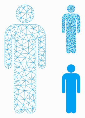 İnsan Vektörü Ağ Modeli ve Üçgen Mozaik Simgesi