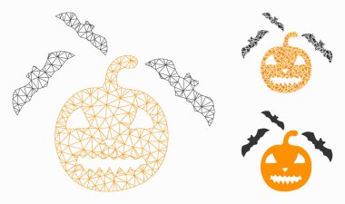 Cadılar Bayramı Yarasa Vektörü Ağları Model ve Üçgen Mozaik Simgesi