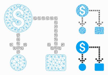 Nakit Akımı Vektör Kabartma Modeli ve Üçgen Mozaik Simgesi