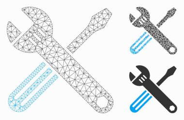 Araçlar vektör mesh ağ modeli ve üçgen mozaik simge