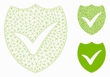 Geçerli Kalkan Vektörü Kablo Çerçeve Modeli ve Üçgen Mozaik Simgesi