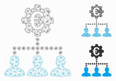 Euro Payouts Vektör Ağ Modeli ve Üçgen Mozaik Simgesi