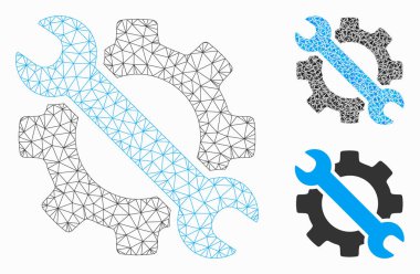 Anahtar ve Vites Kurulumu Araç Vektörü Kablo Çerçeve Modeli ve Üçgen Mozaik Simgesi