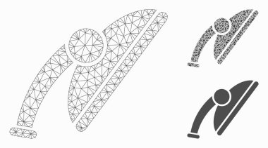 Duş başlığı vektör Mesh karkas model ve üçgen mozaik simge