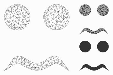 Endişeli Güleç Vektör Kabartma Modeli ve Üçgen Mozaik Simgesi