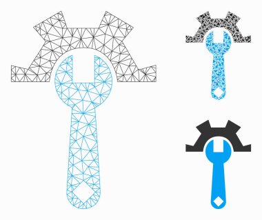 Servis araçları vektör Mesh tel çerçeve modeli ve üçgen mozaik simge