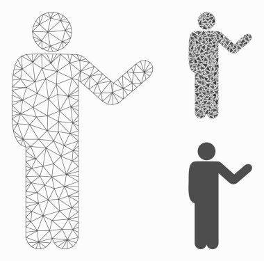 Konuşan Adam Vektör Ağları Model ve Üçgen Mozaik Simgesi