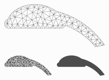 Duş Kafası Vektör Örgü Ağ Modeli ve Üçgen Mozaik Simgesi