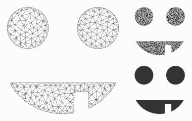 Cadı Gülen Vektör Kablo Çerçeve Modeli ve Üçgen Mozaik Simgesi