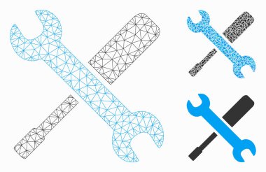 Araçlar vektör mesh ağ modeli ve üçgen mozaik simge